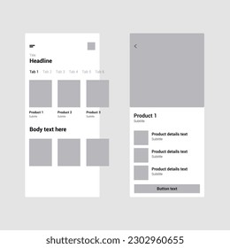 wireframe de aplicaciones móviles de diseño de UX
