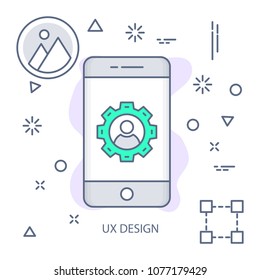 Ux design Modern flat color line vector icon