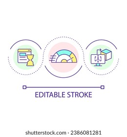 UX design process time optimization loop concept icon. Familiarity principle. User experience abstract idea thin line illustration. Isolated outline drawing. Editable stroke. Arial font used