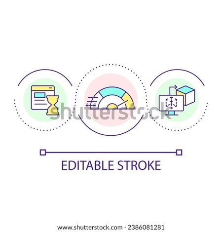 UX design process time optimization loop concept icon. Familiarity principle. User experience abstract idea thin line illustration. Isolated outline drawing. Editable stroke. Arial font used