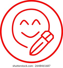 UX design red line icon inside circle. Red line icon with UI UX Productivity theme inside circle