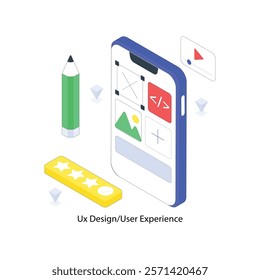 Ux Design User Experience isometric Colored illustration. EPS File stock illustration