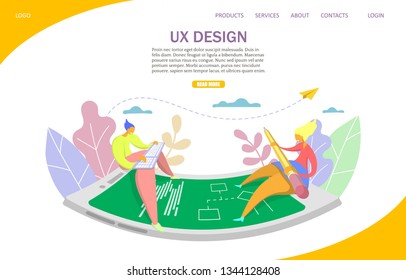 UX design vector website template, web page and landing page design for website and mobile site development. User experience design courses, classes online concept.