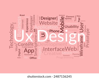 Ux Design wordcloud template. Web Business concept vector background.