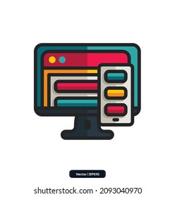 UX icon. Marketing Icons. Business and marketing, internet connection, technology, social network, computing, customer, information icons. vector
