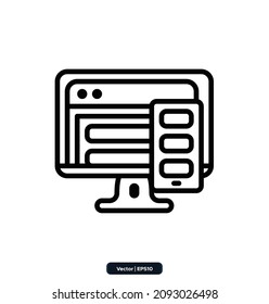 UX icon. marketing icons, seo, analytics. Business and marketing, internet connection, social network, computing, information icons. vector eps10