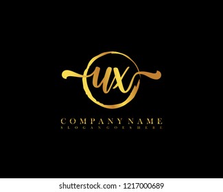 UX initial handwriting logo circle template vector
