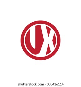 UX initial letters circle business logo red