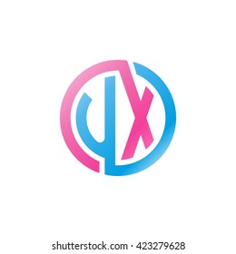 UX initial letters looping linked circle logo pink blue