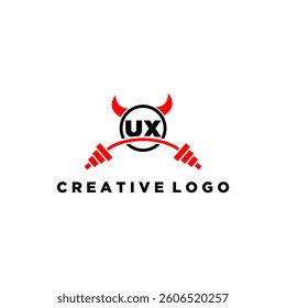 UX initial monogram for fitnes or gym logo with devil style design