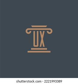 UX monograma inicial para el logotipo de la firma de ley con diseño de hitos