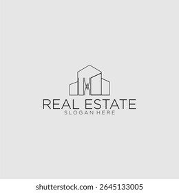 Logotipo do monograma inicial do UX para imóveis com estilo de construção de luxo