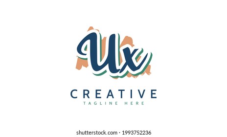 UX Iniciales, vector de logotipo de escritura a mano