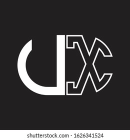 UX Letter logo monogram with oval shape negative space design template