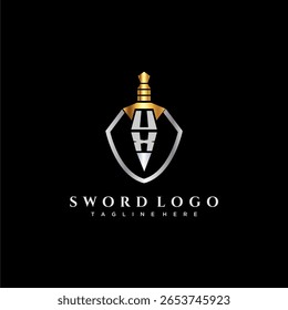 Monograma de luxo de letra UX para imagem de estilo de escudo e espada