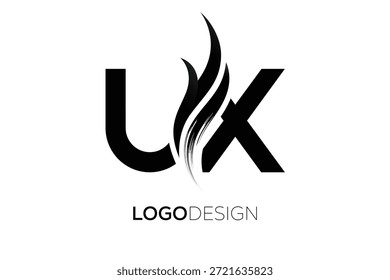 Logotipo de monograma de letra UX con pincelada artística para la identidad de marca moderna