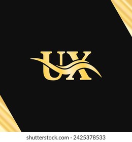 UX letters Logo Monogram golden luxury design typography vector of business initial name branding Logotype