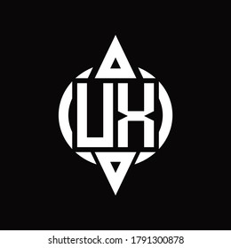 UX Logo with circle rounded combine triangle top and bottom side design template