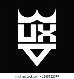UX Logo monogram with crown shape isolated on Black background
