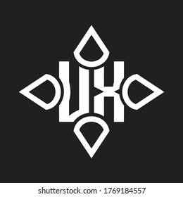 UX-Logo-Monogramm mit vier Keulen, abgerundet durch die Form-Design-Vorlage