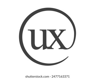 UX logo from two letter with circle shape email sign style. U and X round logotype of business company for brand identity.