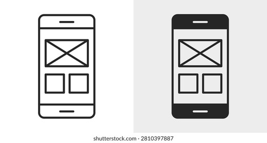 UX Mobile Wireframe Icon represents mobile interface planning and app prototyping.