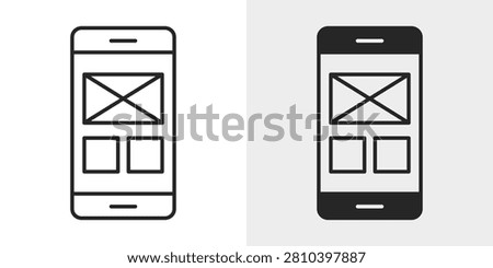 UX Mobile Wireframe Icon represents mobile interface planning and app prototyping.