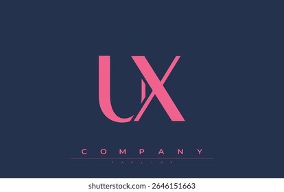 UX Modern Initials Logo Design (em inglês). Logotipo de marca com iniciais estilizadas apresentando design arrojado e estética moderna. Ideal para profissionais de marca de negócios ou projetos criativos com foco em minimalista