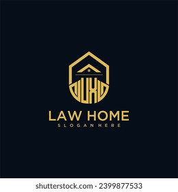 Logotipo inicial de monograma UX para lawhiener con diseño de hogar de formas