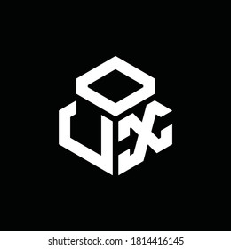 UX monogram logo with 3 cube style design template isolated on black background