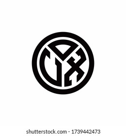 Logotipo de monograma UX con plantilla de diseño de contorno de círculo aislado en fondo blanco