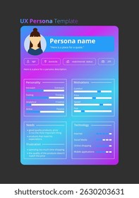 UX persona gradient vector template.