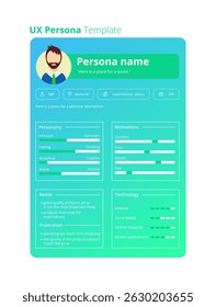 UX persona gradient vector template.
