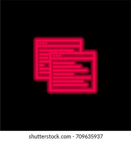 Ux red glowing neon ui ux icon. Glowing sign logo vector