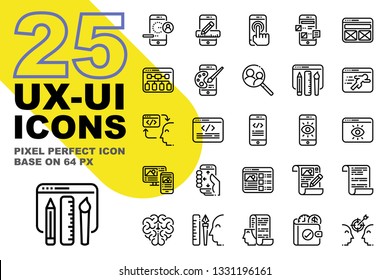 UX UI Application outline icons set base on 64px, Pixel perfect alignment process icon.