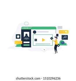 UX / UI design concept with character and text place. Can use for web banner, infographics, hero images. Flat isometric vector illustration isolated on white background.