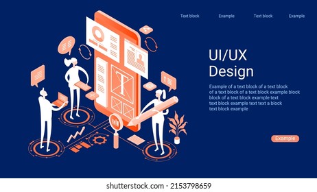 UX UI design Concept for web page, banner, presentation. Infographics, hero images. Flat isometric vector illustration.