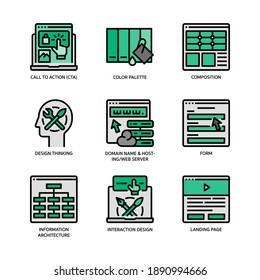 Ux ui Design Icons Set gefüllte Umrisse