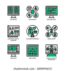 Ux ui design icons set filled outline