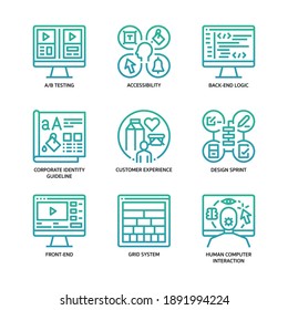 Ux ui Los iconos de diseño establecen el estilo de gradiente
