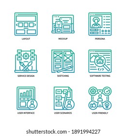 Ux ui Design-Symbole setzen Farbverlauf-Stil