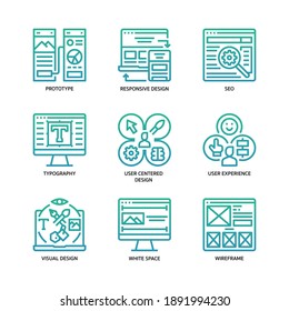 Ux ui Design icons set gradient style