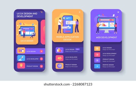 Diseño de interfaz de usuario UX para la ilustración vectorial colorida de aplicaciones móviles