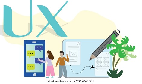 UX UI Design vector cartoon job work