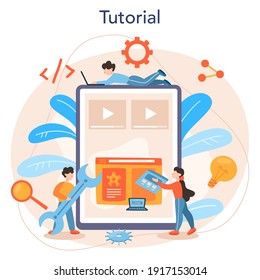 UX UI designer online service or platform. App interface improvement for user. Modern technology concept. Online tutorial. Flat vector illustration
