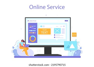 UX and UI designer online service or platform. App interface improvement. User interface design and user experience development. Flat vector illustration