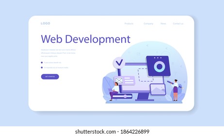 UX UI designer web banner or landing page. App interface improvement for user. Modern technology concept. Flat vector illustration