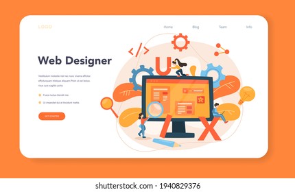 UX UI designer web banner or landing page. App interface improvement
