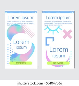  UX, UI GUI interface screen template for smart phone or web site banner. Vector illustration. Creative flat style design..