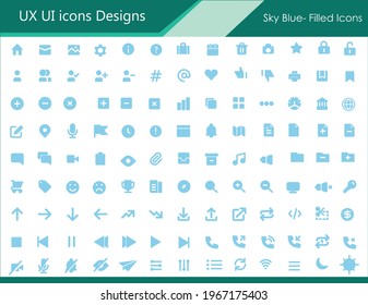 UX UI icon designs - Sky Blue